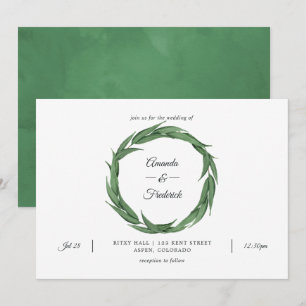 Watercolor Woodland Forest Greenery Bröllop Inbjudningar