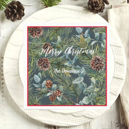 Watercolor Woodland Forest Helgdag Napkins Pappersservett
