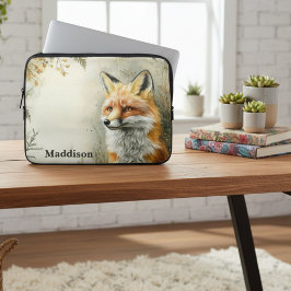Watercolor Woodland Fox Nature  Laptop Fodral