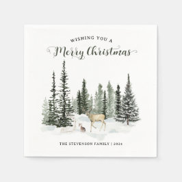 Watercolor Woodland God jul Pappersservett