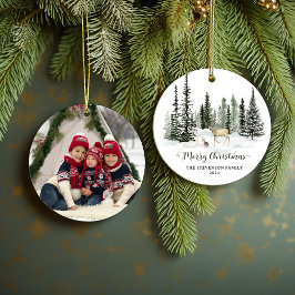 Watercolor Woodland God jul Photo Julgransprydnad Keramik