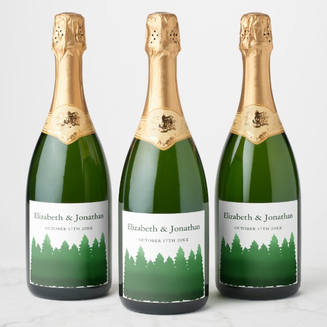 Watercolor Woodland Gräs Bröllop (Flaskor)