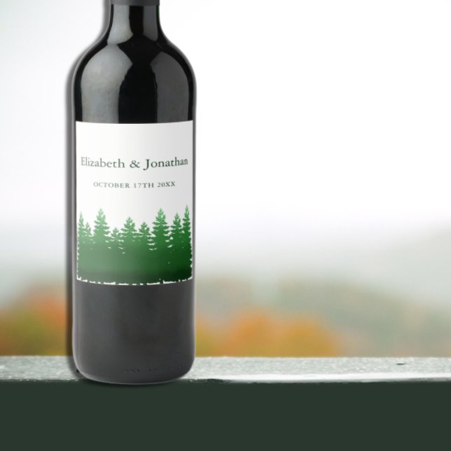 Watercolor Woodland Gräs Bröllop Vinflaska Etikett (Skapare uppladdad)
