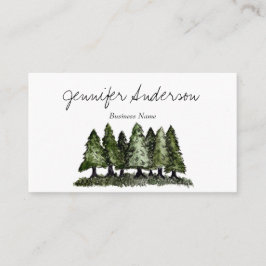 Watercolor Woodland Gräs Träd Visitkort