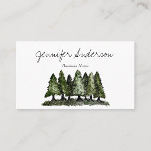Watercolor Woodland Gräs Träd Visitkort