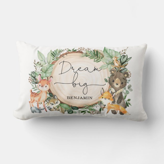 Watercolor Woodland Greenery Forest Nursery Lumbarkudde (Framsida)