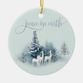Watercolor Woodland Hjort Julgransprydnad Keramik