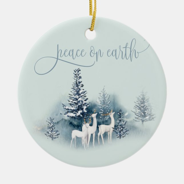 Watercolor Woodland Hjort Julgransprydnad Keramik (Framsidan)