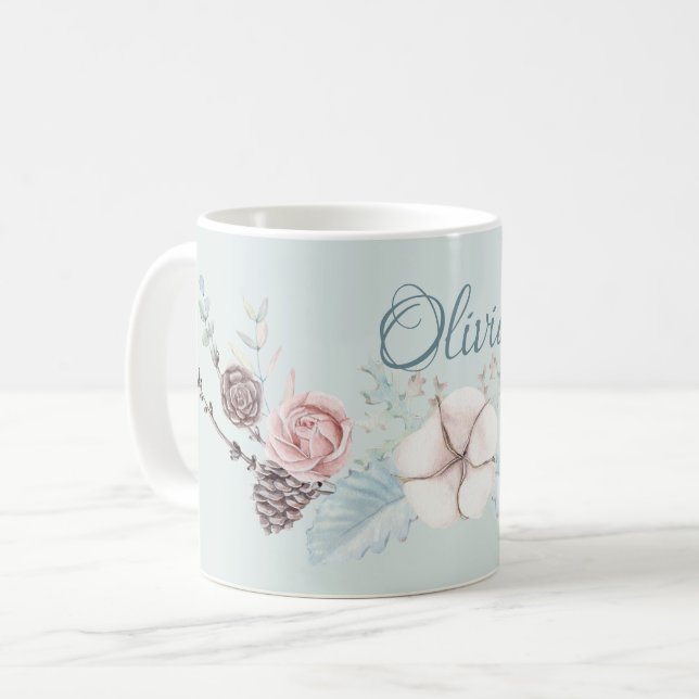 Watercolor Woodland Hjort Kaffemugg (Framsida vänster)