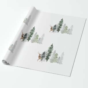 Watercolor Woodland Hjort Presentpapper