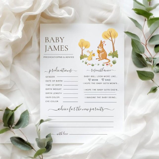 Watercolor Woodland Kangaroo Baby Predictions Game (Skapare uppladdad)