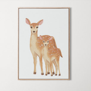 Watercolor Woodland Loely Deers Room Decor Poster