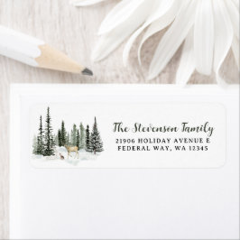 Watercolor Woodland Merry Christmas Return Address Returadress Etikett