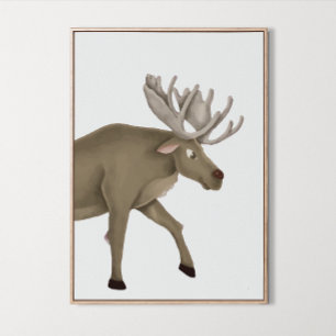 Watercolor Woodland Moose Boys Girls Room Decor Poster