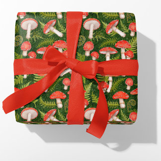 Watercolor Woodland Mushroom Ferns and Moss Presentpapper