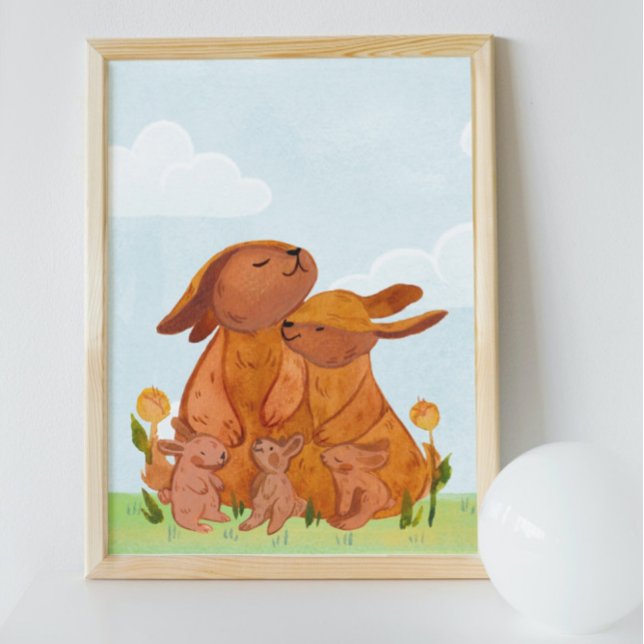 Watercolor Woodland Rabbits Nursery Room Poster (Skapare uppladdad)