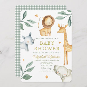 Watercolor Woodland Safari Animals Cute Inbjudningar