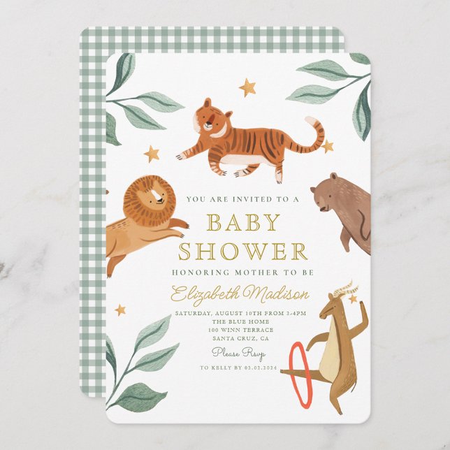 Watercolor Woodland Safari Animals Cute Inbjudningar (Skapare uppladdad)
