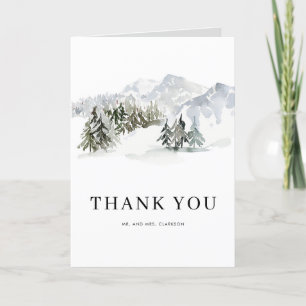 Watercolor Woodland Snowy Winter Forest Bröllop Tack Kort