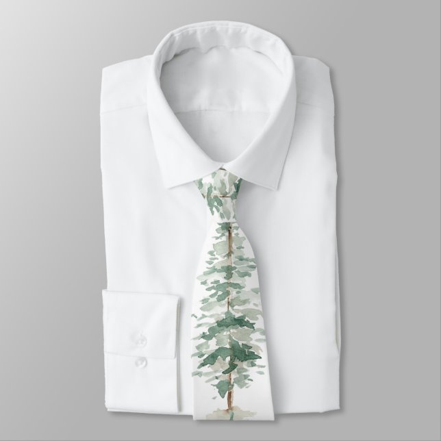 Watercolor Woodland Spruce Träd Slips (Bunden)