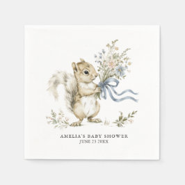 Watercolor Woodland Squirrel Baby Shower Pappersservett