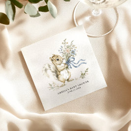 Watercolor Woodland Squirrel Baby Shower Pappersservett