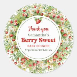 Watercolor Woodland Strawberry Berry Sweet Runt Klistermärke