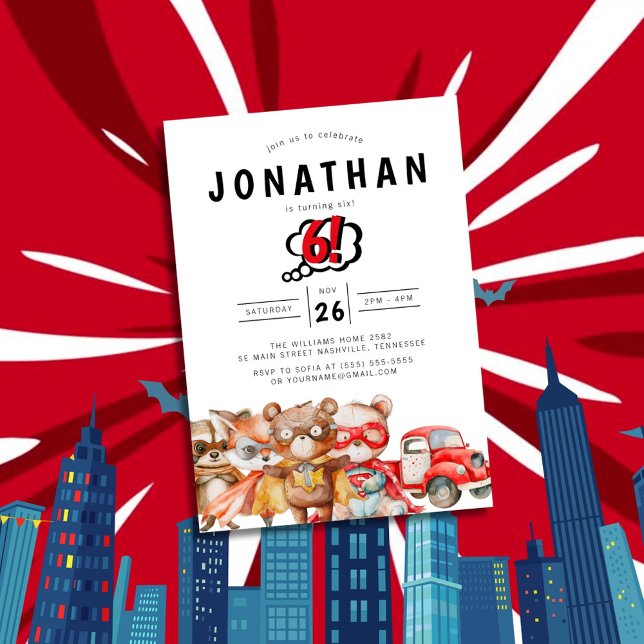 Watercolor Woodland Superhjälte Birthday Inbjudningar (Skapare uppladdad)