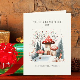 Watercolor Woodland Vrolijk Kerstfest Hälsning Kort