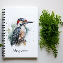Watercolor Woodland Woodpecker, anpassningsbar Anteckningsbok