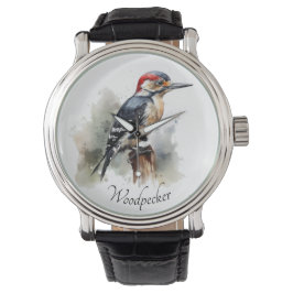 Watercolor Woodland Woodpecker, anpassningsbar Armbandsur