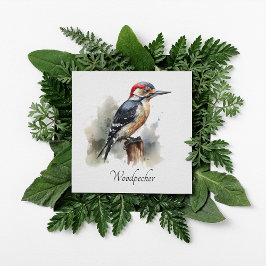 Watercolor Woodland Woodpecker, anpassningsbar Inbjudningar