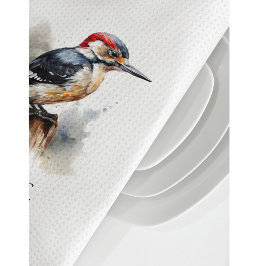 Watercolor Woodland Woodpecker, anpassningsbar Kökshandduk