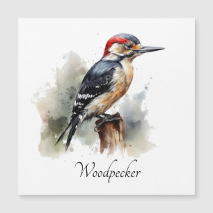 Watercolor Woodland Woodpecker, anpassningsbar Magnetisk Inbjudningskort