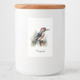 Watercolor Woodland Woodpecker, anpassningsbar Mat Etikett