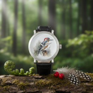 Watercolor Woodland Woodpecker Armbandsur