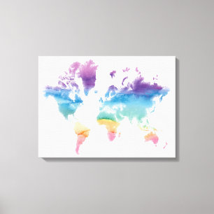 Watercolor World Map Canvastryck