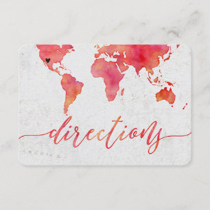 Watercolor World Map Destination Wedding Direction Inbjudningar