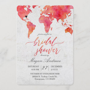 Watercolor World Map Inbjudningskort för möhippan