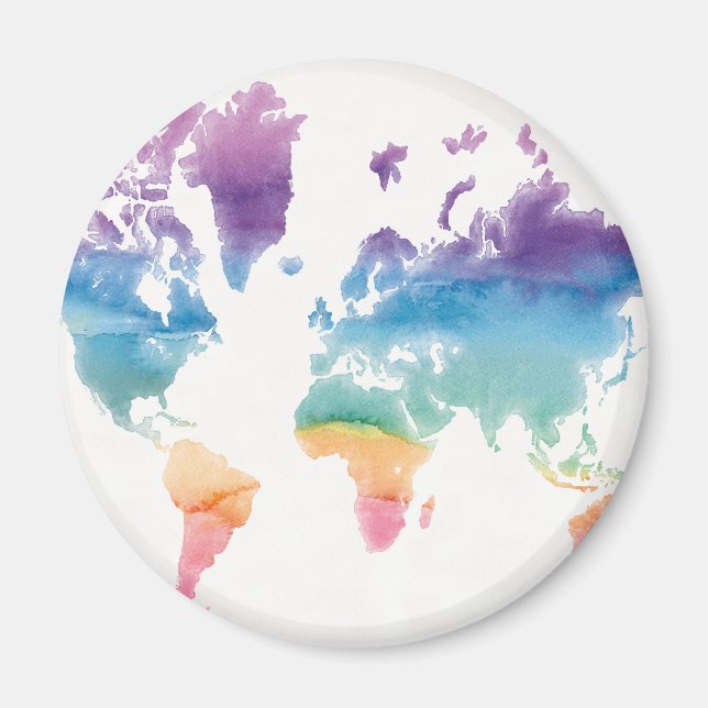 Watercolor World Map Magnet (Framsidan)