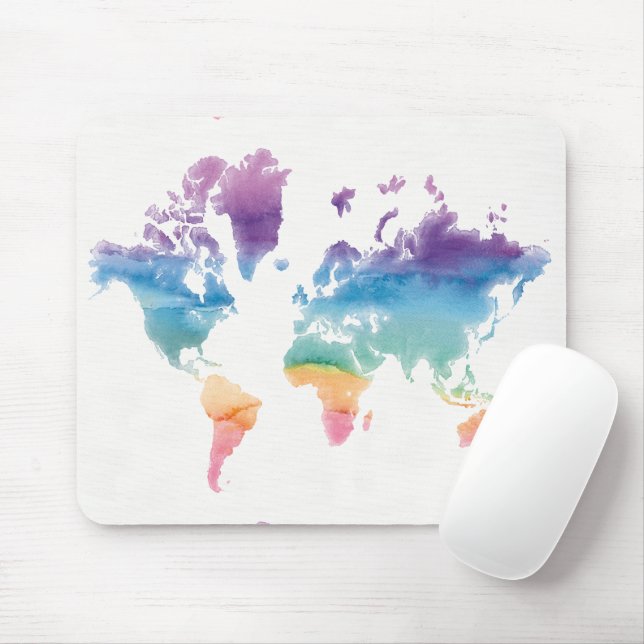 Watercolor World Map Musmatta (Med mus)