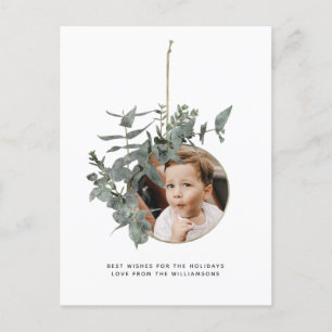 Watercolor Wreath Leaf Botanical Pattern Photo Helg Vykort