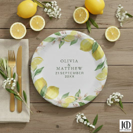 Watercolor Wreath Mediterranean Citrus Wedding