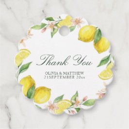 Watercolor Wreath Mediterranean Citrus Wedding Gåvor Etiketter