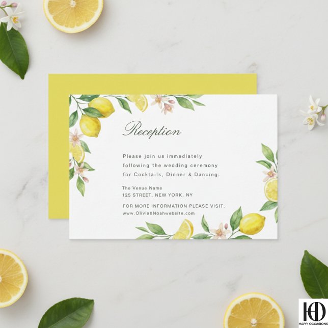 Watercolor Wreath Mediterranean Citrus Wedding OSA Kort (Skapare uppladdad)