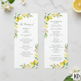 Watercolor Wreath Mediterranean Citrus Wedding Program