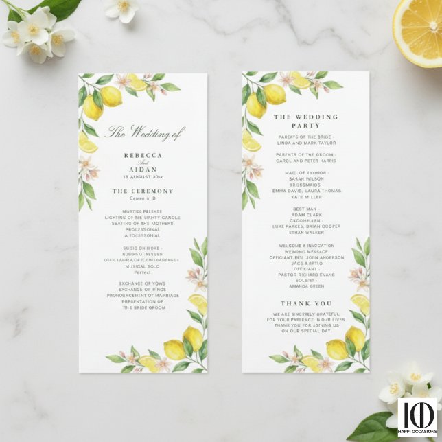 Watercolor Wreath Mediterranean Citrus Wedding Program (Skapare uppladdad)