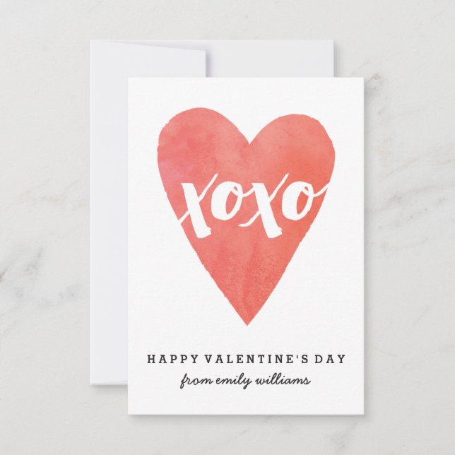 Watercolor XOXO Classroom Valentine Inbjudningar (Framsida)