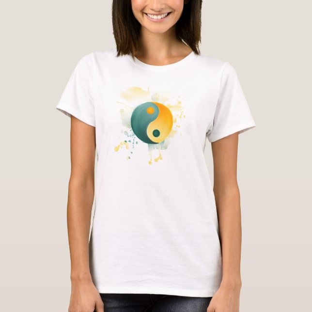 Watercolor Yin Yang T Shirt (Framsida)