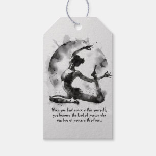 Watercolor Yoga Reiki One-Legged Kung Pigeon Pose Presentetikett